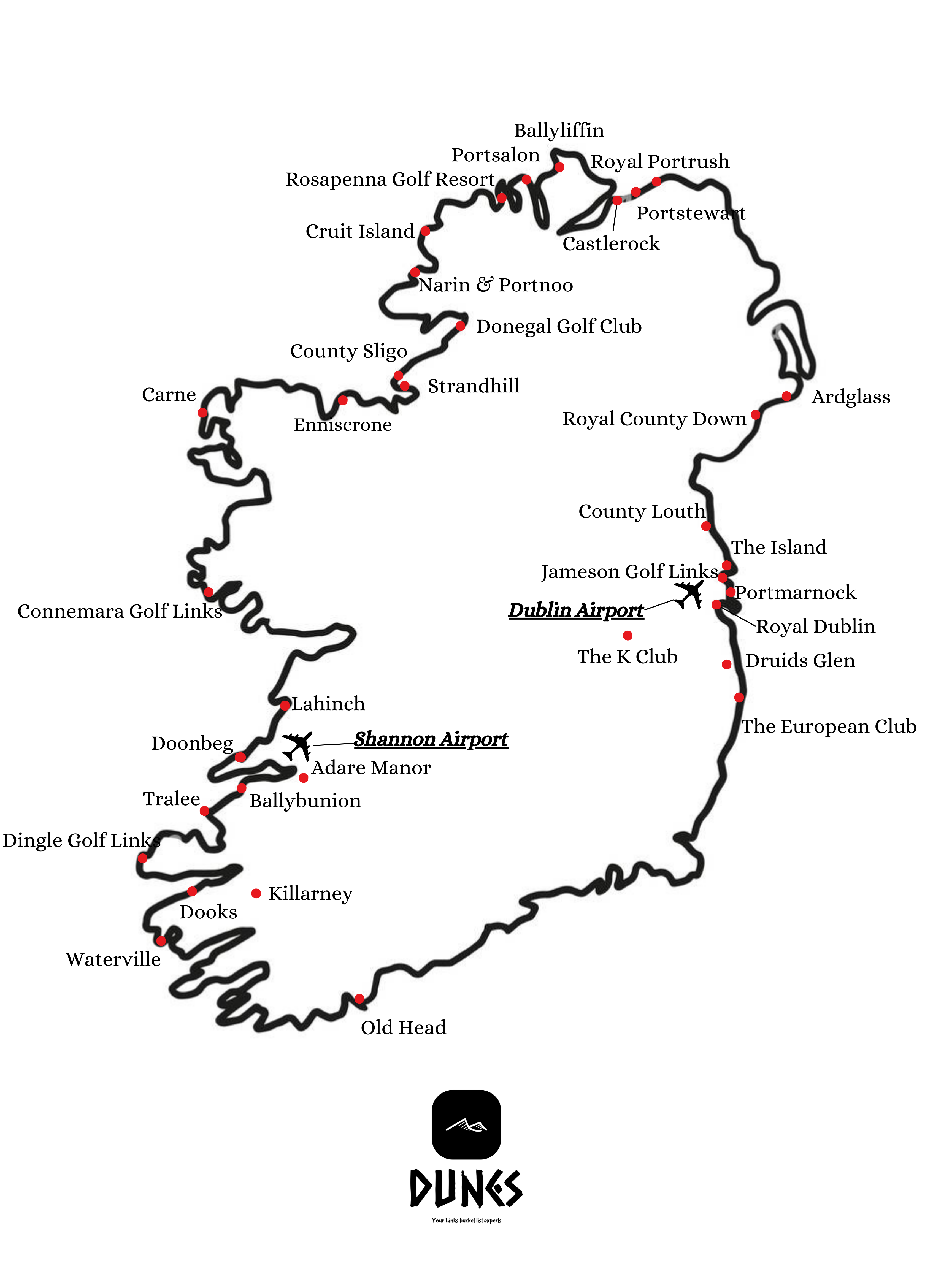 Golf Course Locations - Ireland